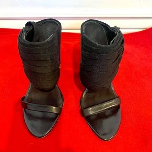 Alexander Wang Eliza Wedge Mule with Laces. Black, suede. Size 38 / 7